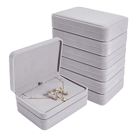 Cajas de conjuntos de joyas de tela de terciopelo para collares y anillos, plaza