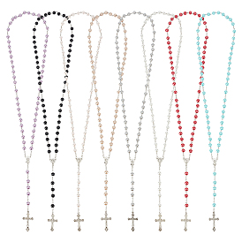 8psc 8 цветные цепочки из сплава и стекла, четки из бусин, Подвески в виде креста Девы Марии, платина