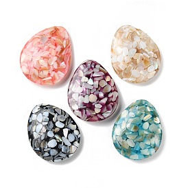 Natural Freshwater Shell Dyed Chip Resin Big Pendants, Teardrop Charms