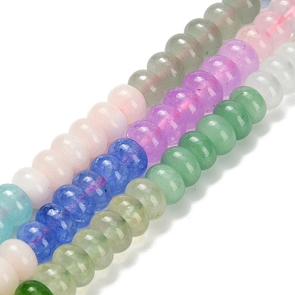 Нити градиентных бусин из натурального белого нефрита, окрашенные, рондель