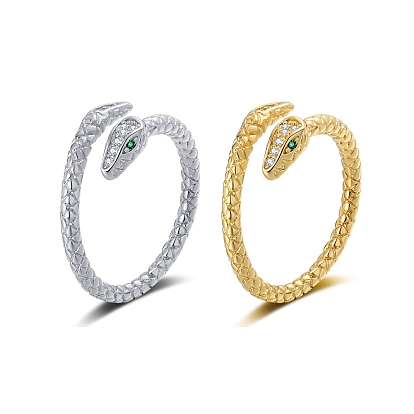 Манжеты из латуни с микро паве кубический цирконий для женщин, змея