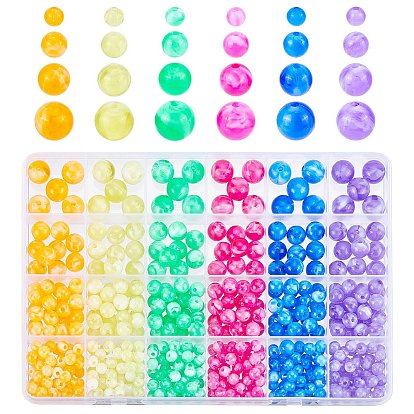 534pcs Acrylperlen, Nachahmung Edelstein, Runde, Champagner