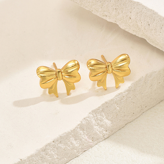 Серьги-гвоздики из нержавеющей стали с бантом