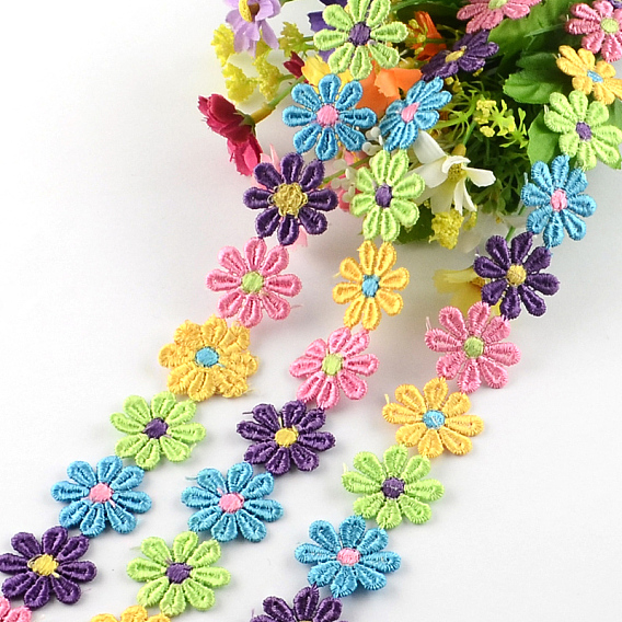 Flower Polyester Ribbon, for Gift Packing, 1 inch(26mm)x2mm, about 15yards/bundle(13.716m/bundle)