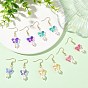 Pendientes colgantes de cristal, perlas de concha y acero inoxidable, mariposa, dorado