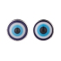 Flat Round with Evil Eye Stud Earrings, Brass Jewelry for Women