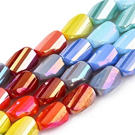 Electroplate Glass Beads Strands, Faceted, Trapezoid