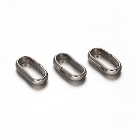 Oval 201 Stainless Steel Slide Charms, 12x6.5x2.5mm, Hole: 4x10mm