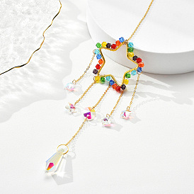 Courtyard garden decoration colorful pointed beads winding five-pointed star crystal wind chime sun catcher pendant