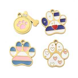 304 нержавеющей стальной эмали подвески, отпечаток лапы, ионное покрытие (ip), реальный 18 k позолоченный