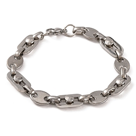 304 Stainless Steel Oval Link Chain Bracelets, with 201 Stainless Steeel Findings