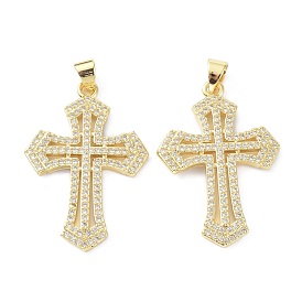 Латунные микро проложить кубический цирконий подвеска, долговечный, крестик, без свинца и без кадмия