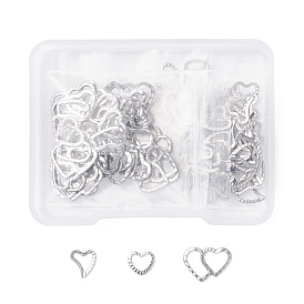 Unicraftale 120Pcs 3 Style 304 Stainless Steel Linking Rings, Heart