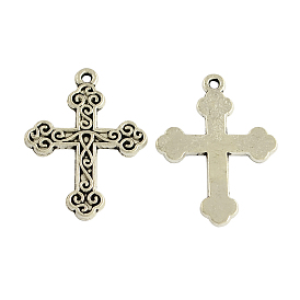 Tibetan Style Alloy Cross Gothic Pendants, Cadmium Free & Lead Free, 31x23x2mm, Hole: 2mm