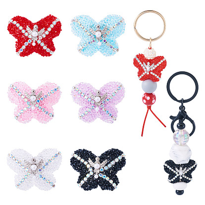 6шт 6 цвета непрозрачные акриловые сверкающие стразы бусины, бабочка