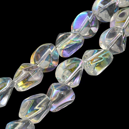AB Color Plated Electroplate Transparent Glass Beads Strands, Faceted Polygon