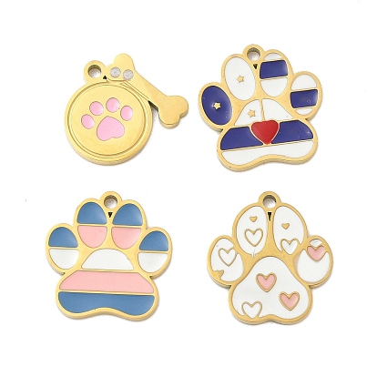 304 нержавеющей стальной эмали подвески, отпечаток лапы, ионное покрытие (ip), реальный 18 k позолоченный