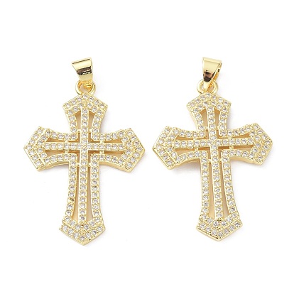 Латунные микро проложить кубический цирконий подвеска, долговечный, крестик, без свинца и без кадмия
