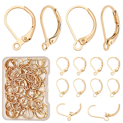 60 шт 2 стили латунные серьги с рычагом назад, с горизонтальной петлей