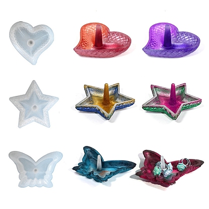 Силиконовые формы для подноса для колец diy, формы для литья смолы, звезда/сердце/бабочка