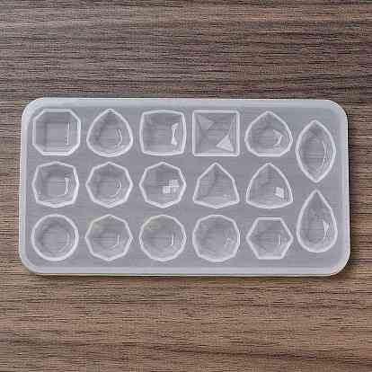 Square/Horse Eye/Teardrop DIY Faceted Gemstone Cabochon Silicone Molds, Resin Casting Molds, for UV Resin, Epoxy Resin Craft Making