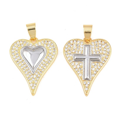 Латунные микро проложить кубического циркония подвески, сердце прелести