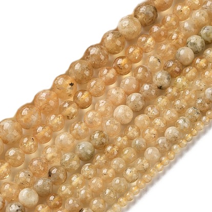 Бусины из натурального желтого граната, круглые