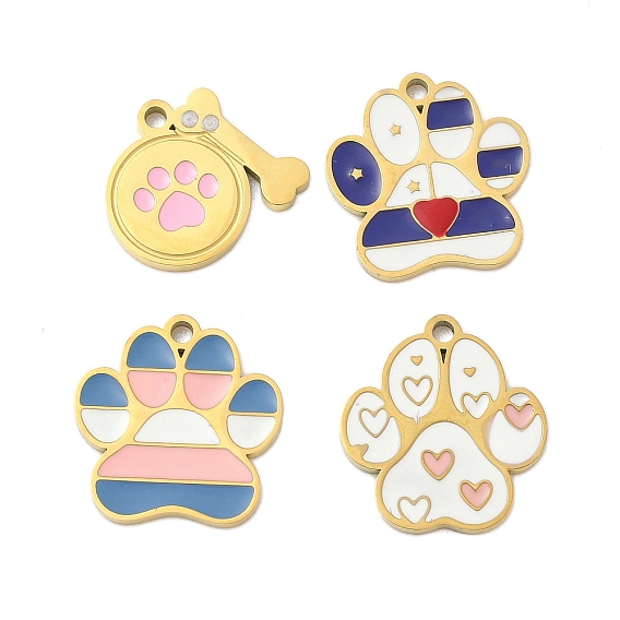304 нержавеющей стальной эмали подвески, отпечаток лапы, ионное покрытие (ip), реальный 18 k позолоченный