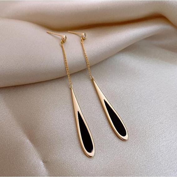 Серьги-гвоздики из сплава с кристаллами и стразами в форме капли, с эмалью