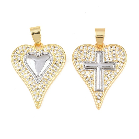 Латунные микро проложить кубического циркония подвески, сердце прелести
