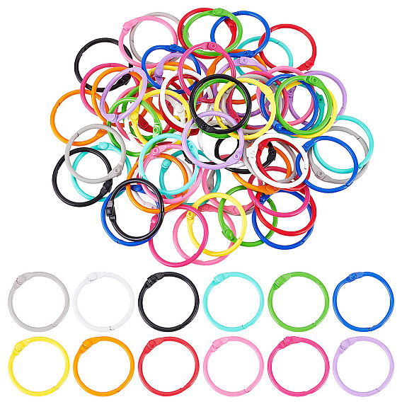 72Pcs 12 Colors Zinc Alloy Loose Leaf Book Binder Hinged Rings