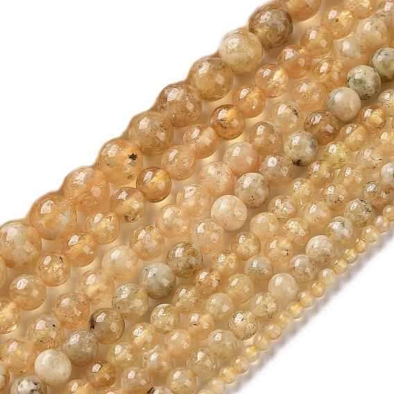 Бусины из натурального желтого граната, круглые