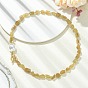 Collares de apatita amarilla natural en bruto, con perla barroca natural keshi pearl, pepitas