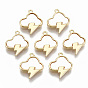 Natural Freshwater Shell Charms, with Brass Findings, Cloud with Lightning Bolt, Nickel Free