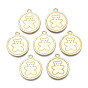 Rack Plating Alloy Pendants, Cadmium Free & Nickel Free & Lead Free, Flat Round with Bear Pattern