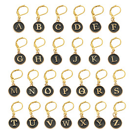 26 шт. плоские круглые с буквой a~z сплав эмалированные подвески-маркеры для фиксации стежков, с накладками из латуни
