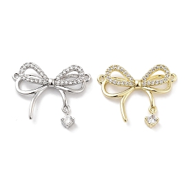 Pendentifs en laiton zircon cubique transparent, charmes bowknot