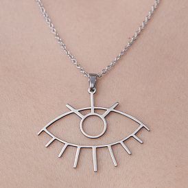 201 Stainless Steel Hollow Eye Pendant Necklace