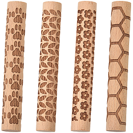 4шт. 4 стили, печатные палочки из буковой древесины, прессовальные машины для полимерной глины, розовые