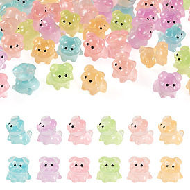 48Pcs 6 Colors Luminous Resin Dog Figurine, for Home Office Desk Decoration, Glow in the Dark