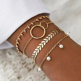 W282 Jewelry Fashion Geometric Bracelet Set Personality Metal Jewelry For Women