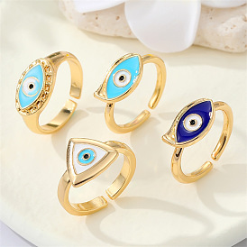 Colorful Metal Triangle Eye Ring, Geometric Devil's Eye Jewelry