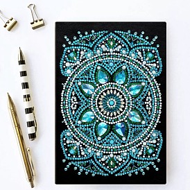 DIY Flower Pattern Diamond Painting Notebook Kits, Including Notebook, Resin Rhinestones, Diamond Sticky Pen, Tray Plate and Glue Clay