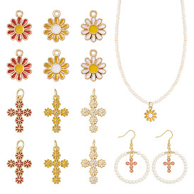 12 шт. 6 цвета латунные эмалевые подвески, подвески в виде креста и ромашки