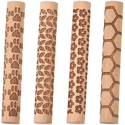 4шт. 4 стили, печатные палочки из буковой древесины, прессовальные машины для полимерной глины, розовые