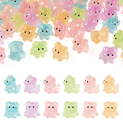 48Pcs 6 Colors Luminous Resin Dog Figurine, for Home Office Desk Decoration, Glow in the Dark