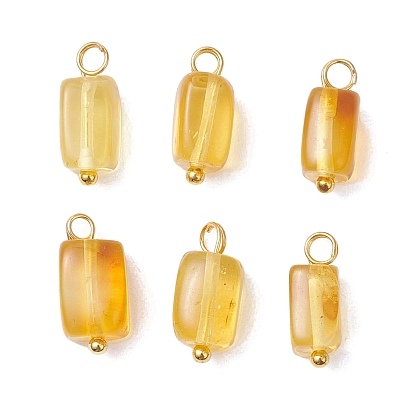 Прямоугольные подвески из натурального янтаря, с медными петлями