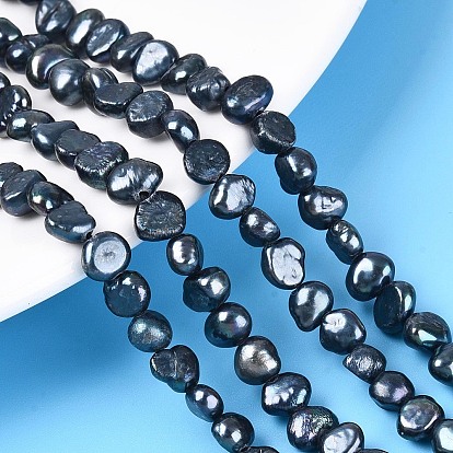 Нити из натурального культивированного пресноводного жемчуга, двух сторон полированной, окрашенные