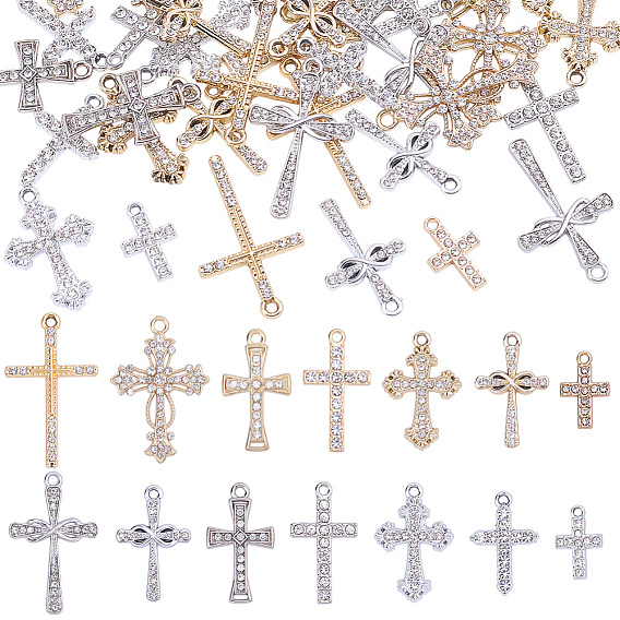 42шт 14 стили подвески со стразами из сплава, крест прелести