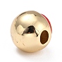 Brass Enamel Beads, Long-Lasting Plated, Real 18K Gold Plated, Round